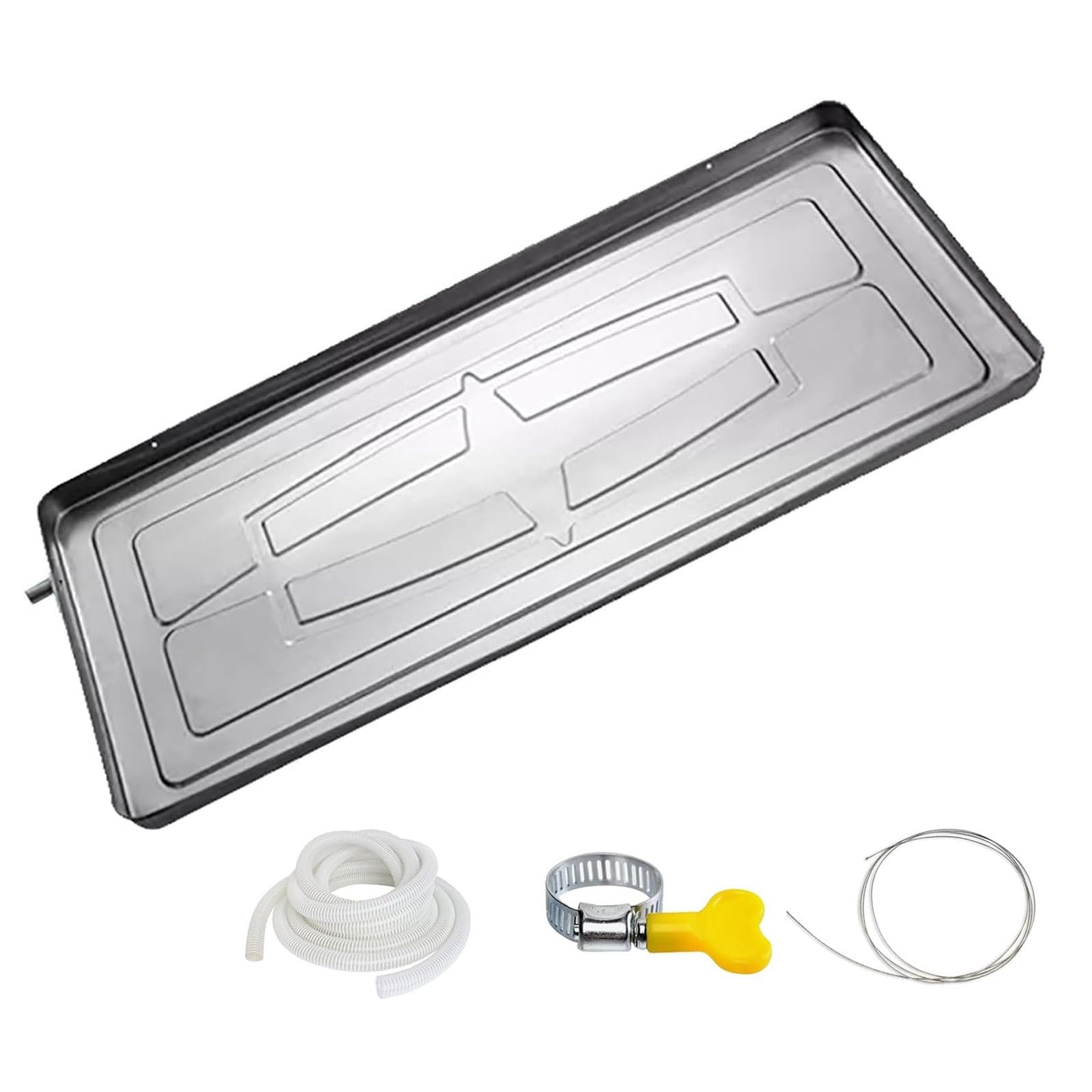 Bandeja de Drenaje de Acero Inoxidable para Aire Acondicionado con Tubo de Agua, Bandeja recolectora de Agua de condensación, Kit de Drenaje para Unidades de Aire Acondicionado Interiores y