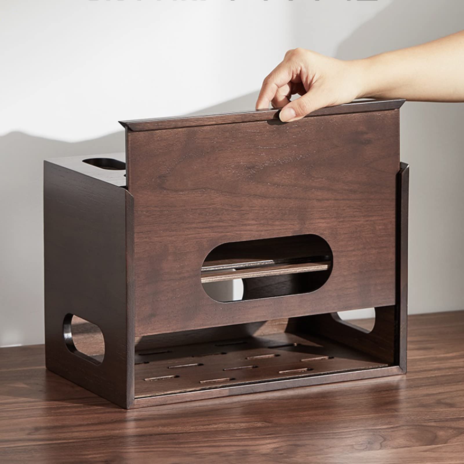 Kabelmanagement Holz-Router-Aufbewahrungsbox Set-Top-Box-Rack Netzteil TV-Line-Box Steckdosenschutz Dekorative Abschirmbox Kabelbox