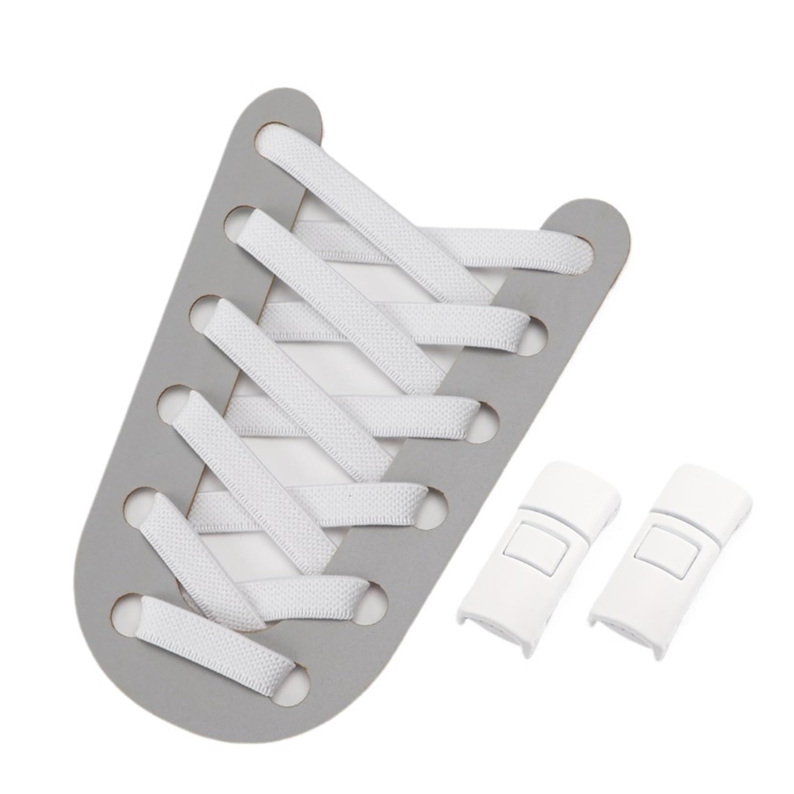 GPDNBIEU Shoelaces, Buckle Rubber Shoelaces Without Ties Thick Flats Kids Adult Running Shoelace(White)