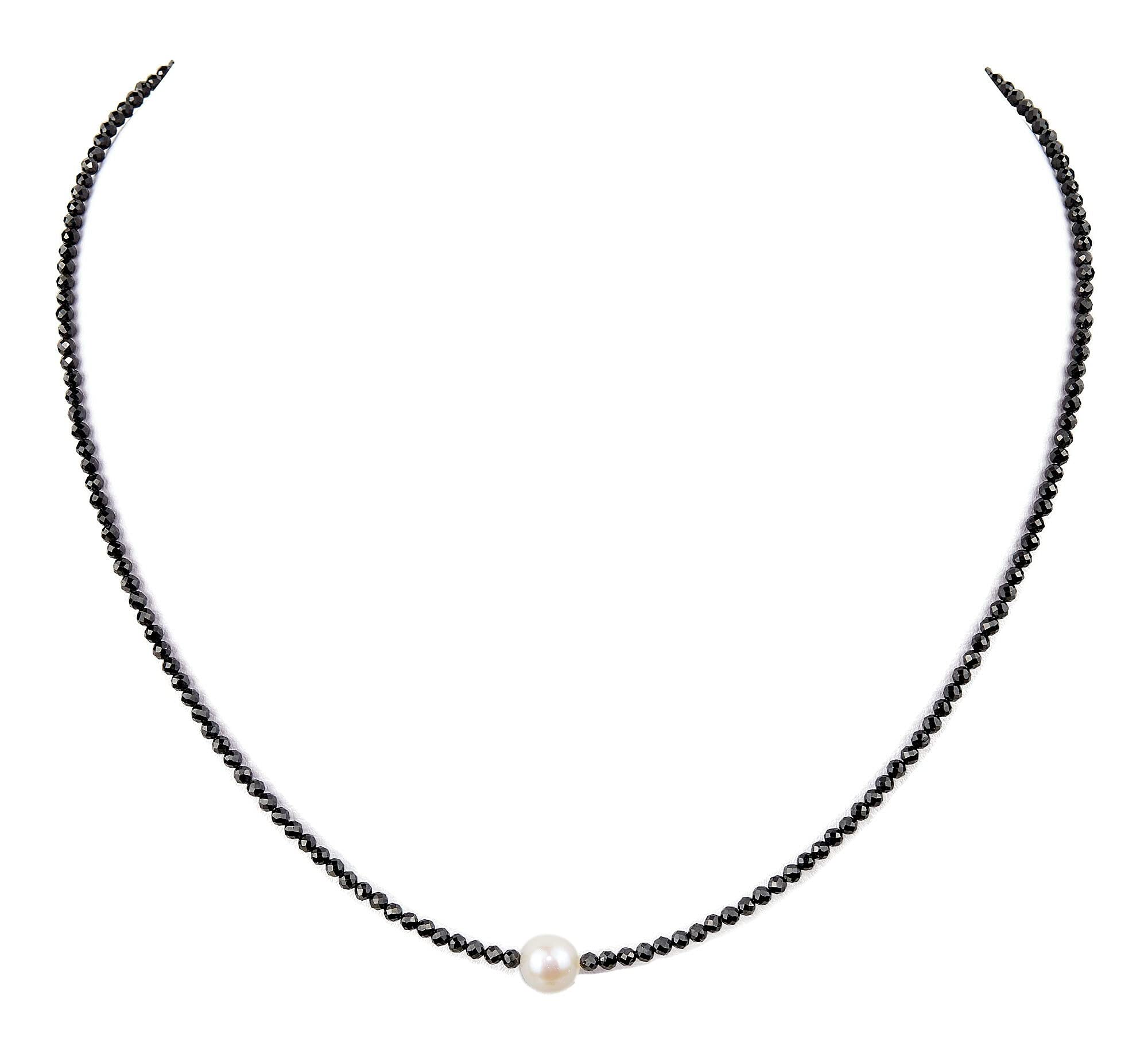 Spinell Perle Kette 925 Silber schwarze Halskette