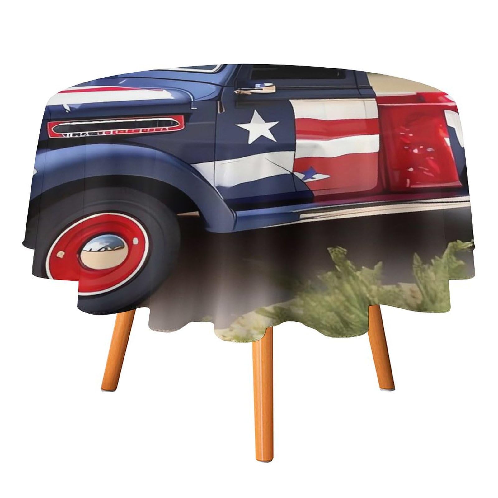 Nappe lavable du 4 juillet ronde en polyester anti-tache