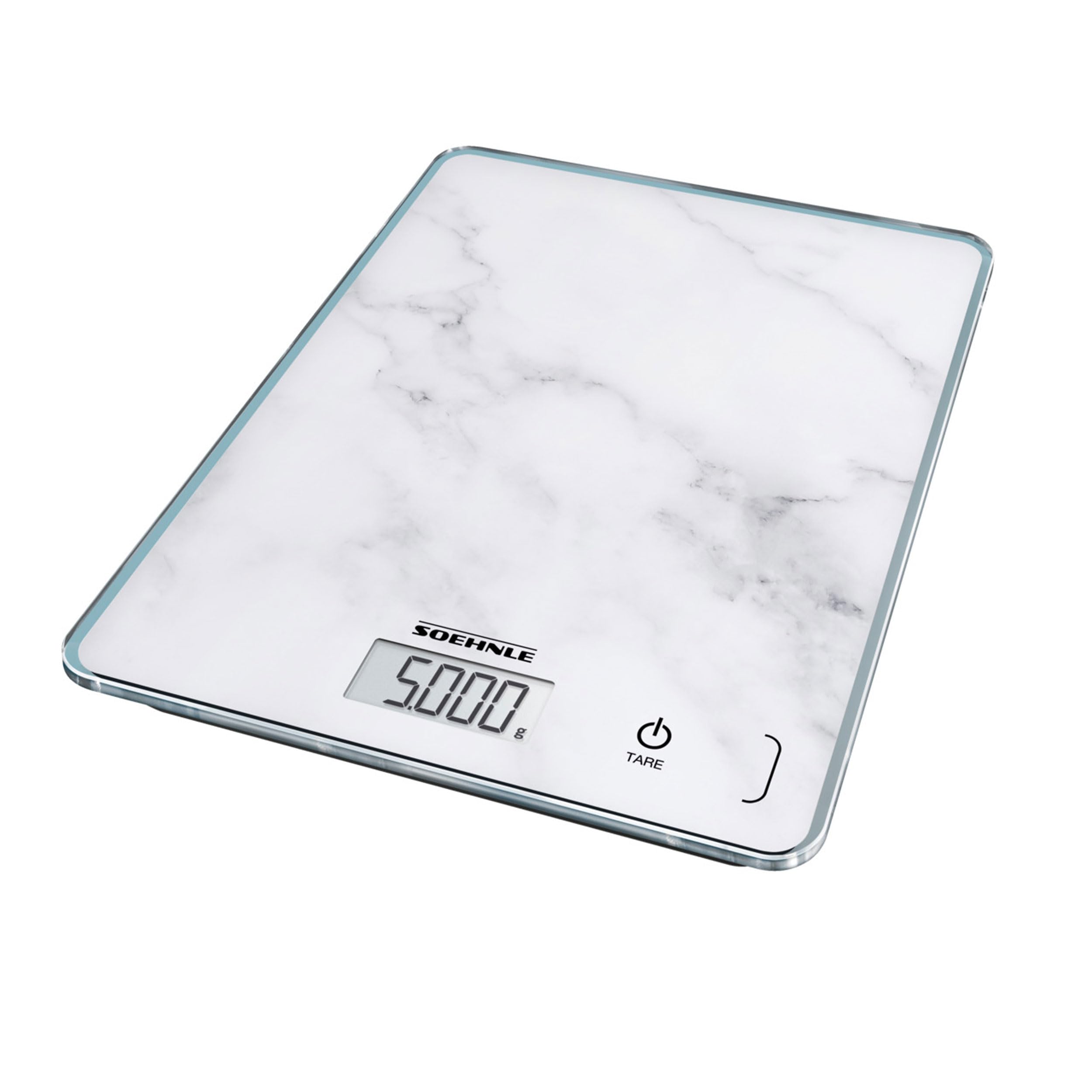 Soehnle Page Compact 300 Electronic Kitchen Scale, Food Scale with 5 kg Capacity and Easy-Read LCD Display in Metric or Imperial, Kitchen Scale for Cooking, Marble Design Surface