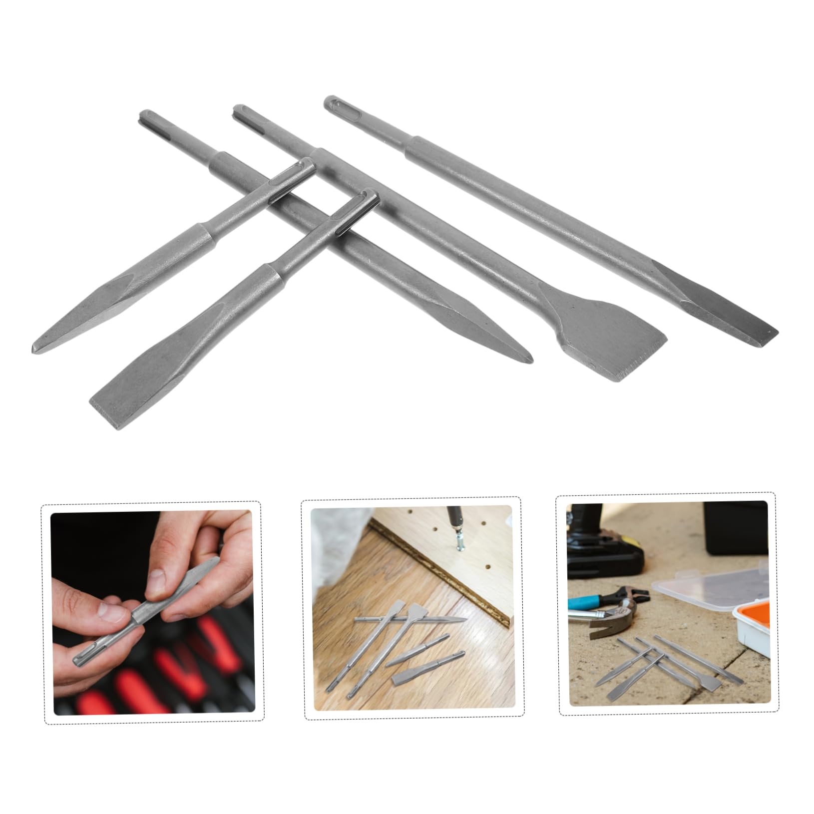 PartyKindom 5pezzi Punte Scalpello Per Trapano Percussione Accessori Per Muratura e Calcestruzzo Scalpelli Per Progetti Di Costruzione e Ristrutturazione Con Custodia Portatile Per Facile