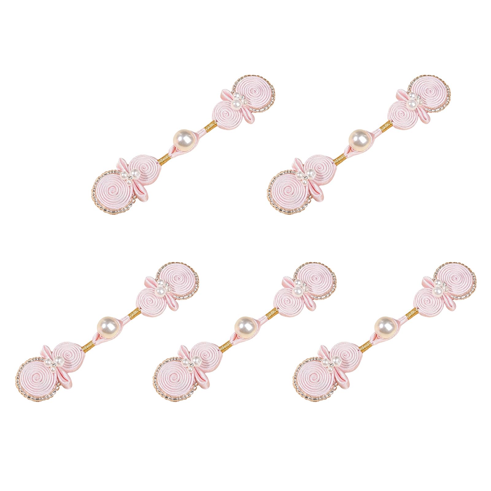 Yjcnelcr 5Pcs Pearls Gourd Oriental Knot Button Fabric Sewing Button Fasteners for Cheongsam Bridals Dress Sewing Craft Chinese Fabric
