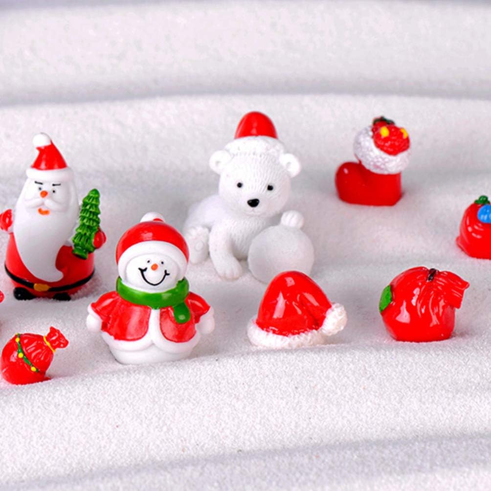 PRETYZOOM 18pcs Christmas Resin Dolls Mini Santa Claus Snowman Bear Figurines Desktop Display Xmas Statue Art Collectible Figure Cake Topper Holiday Party Gift Goodie Bag Stuffer (Ramdom Style) - Image 5