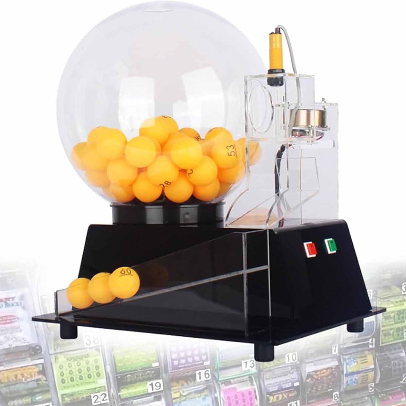 Eléctrico Lotería Máquina Juguete, Eléctrico Lotería Bola Máquina Juguete, Mini Bingo Juego Máquina, Lucky Número Mini Lotería Shake Lucky Bola Picking Máquina,Black-60balls