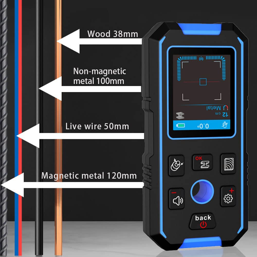 Kavolet Detector de Pared NF-518, 3 en 1 Detector de Metal, Madera y AC Cable con Pantalla LCD, Multifuncional Stud Finder de Sensor ElectróNico, Transmisión de Voz, Metal Magnético,No Magnético
