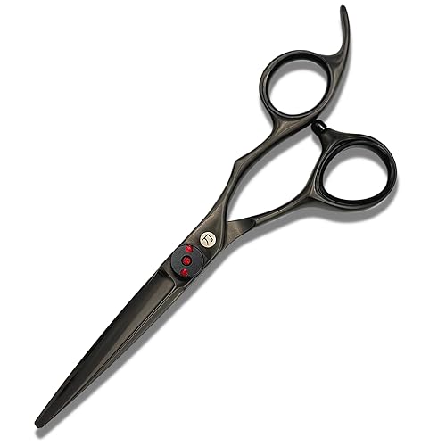 Saki Shears Tijeras de pelo Chsai  Tijeras profesionales de corte de pelo negro mate  hechas de acero japonés  afiladas, duraderas, 5.5 pulgadas