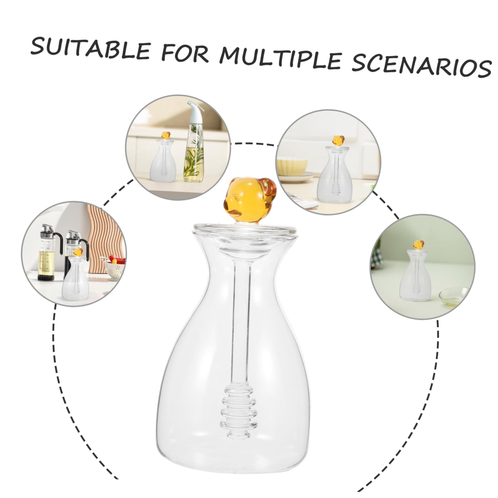 COLLBATH Honigglas Praktische Aufbewahrung mit Deckel und Honiglöffel aus Glas Großer Honigbehälter Kreatives und Einzigartiges Design für Zuhause für Honig und Marmelade