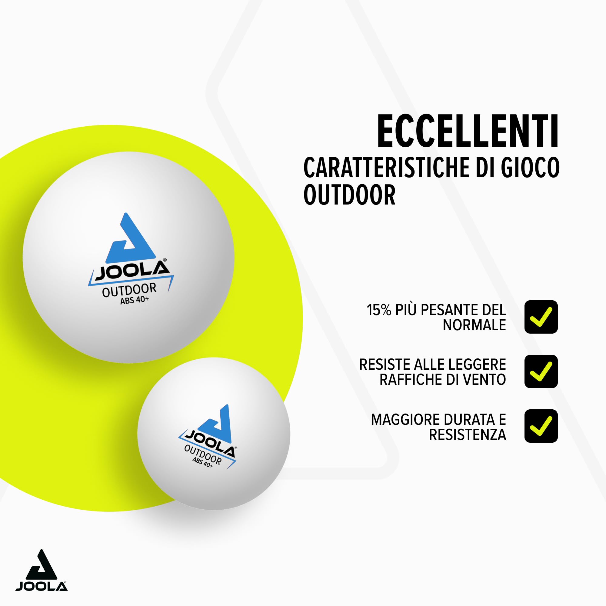 JOOLA Tischtennisbälle Outdoor - 40+ mm Tischtennis Bälle Wetterfest, Robust für Außen (6er-| 12er-Pack), Weiss