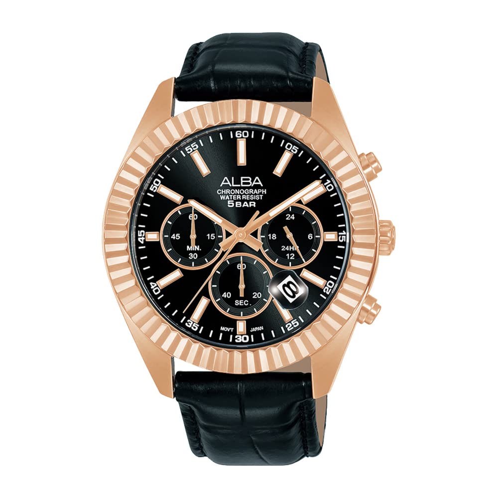 Alba Leather Men Analog Wristwatch At3H20X1, Gold Dial, Black Band (B0C4TYWTDH) Amazon Price History, Amazon Price Tracker