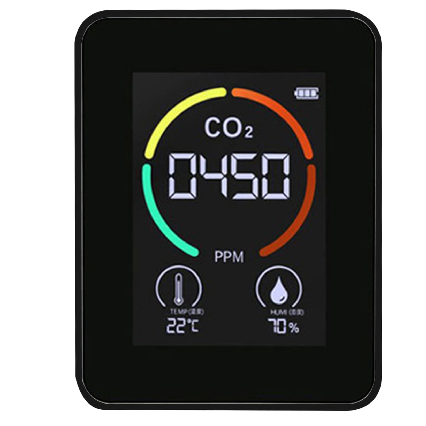Detector de CO2, 3 en 1 con LCD Que Muestra un Monitor de Calidad del Aire portátil Muestra la Temperatura Ambiente y la Humedad para Las Carpas de Cultivo de Casas rodantes, 400-5000ppm Negro