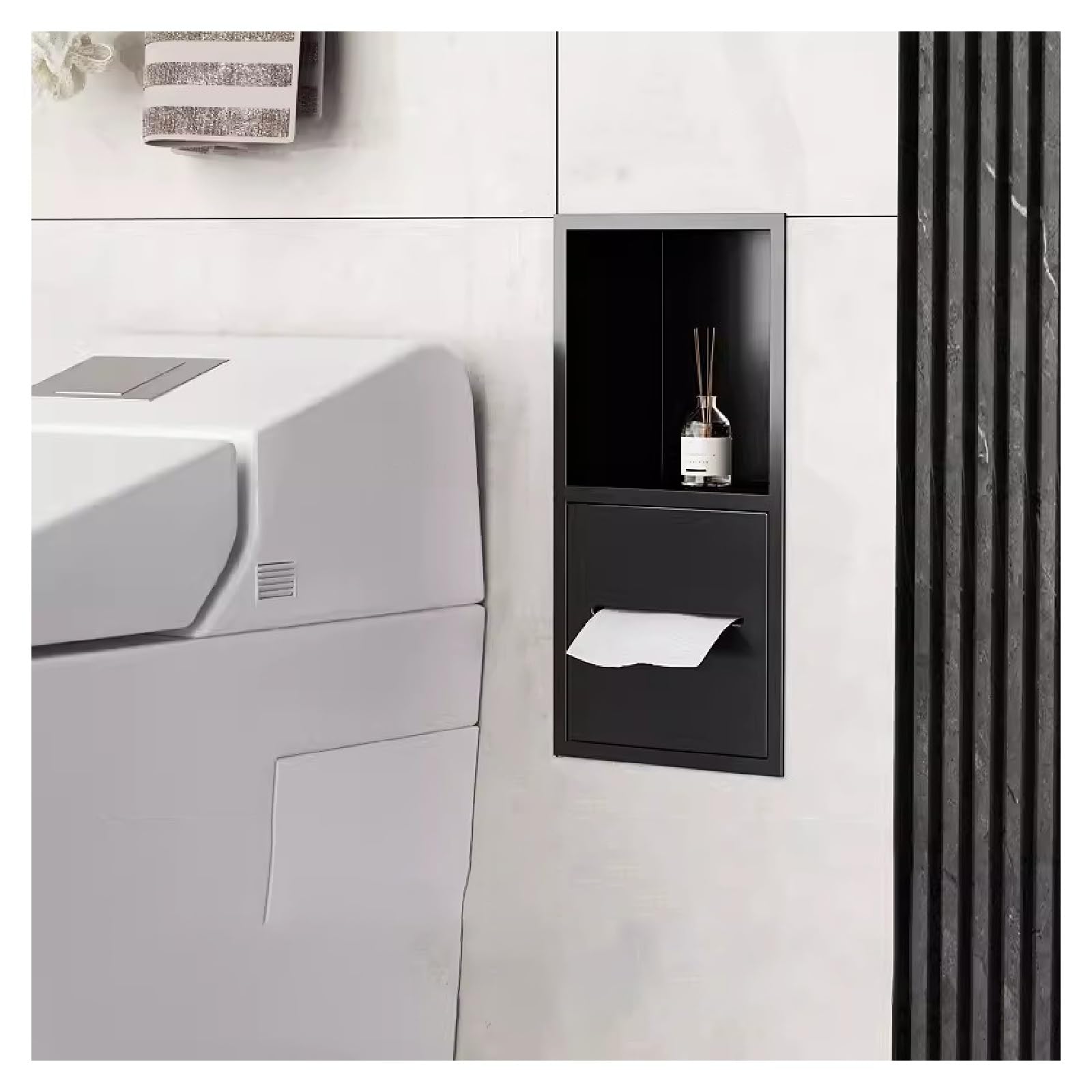 Niche de douche en acier inoxydable noir avec étagère murale étanche de salle de bain 20x40