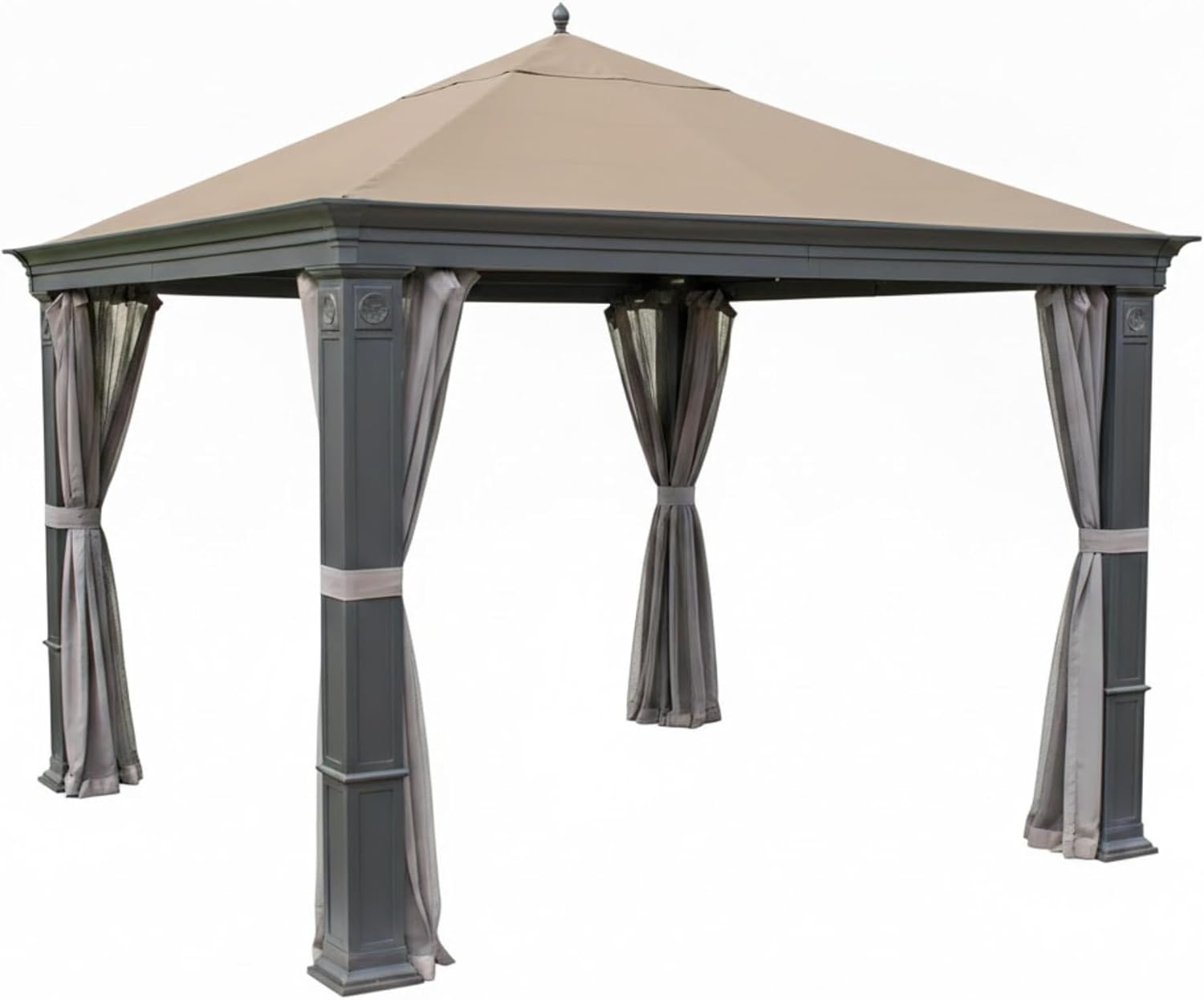 Garden Winds Reinforced RipLock 350 Replacement Canopy Top and Netting Set Compatible with Tiverton (Series 3) 10' x 12' Gazebo Models SA-585, DPCI 009050195 - Beige
