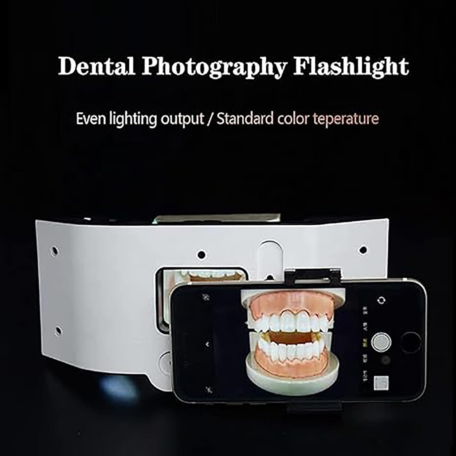Lampe dentaire à LED for photographie orale, lampe complémentaire, luminosité réglable sur 5 niveaux, éclairage surround 3D for la photographie orale et macro.