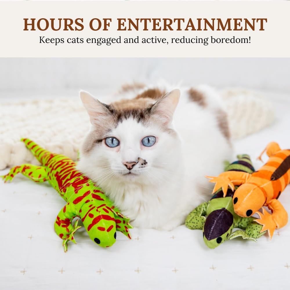 Jouets pour chat - Herbe à chat pour chats - Jouets à herbe à chat pour chats d'intérieur - Jouet pour chat en forme de lézard - Jouet interactif pour chat - Jouet à mâcher pour chat d'intérieur