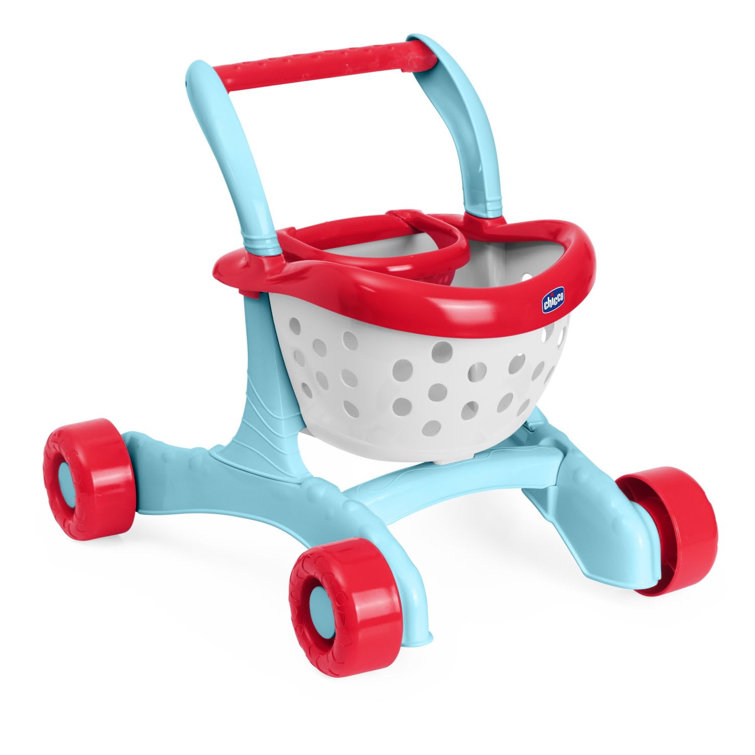 Chicco Carrello Primi Passi 2in1, Robusto con Ruote, Primi Passi per Bambini, Gioco di Ruolo Spesa e Forme, con Sedile per Bambola, Gioco Creativo, Include 3 Frutti, Giochi Primi Passi, 9-24 Mesi