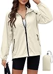 PITINAN Veste de pluie légère Femmes Emballable brise-vent Vestes de pluie légères Femmes imperméables à la pluie de voyage S-XXL