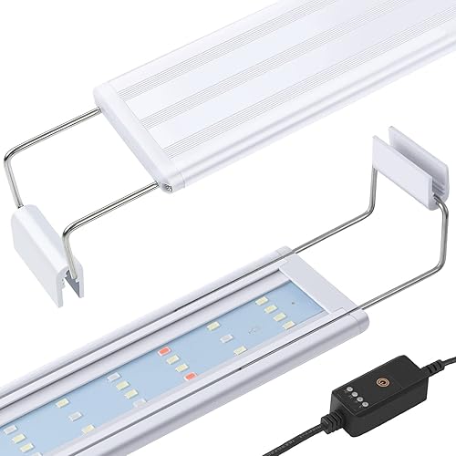 HITOP Luz LED de espectro completo para acuario  Luz clásica de tanque de peces de 16 a 24 pulgadas con temporizador, luz de planta de acuario con