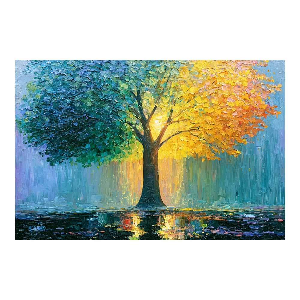 XENIOU Tree Of Life Wall Art Blue Tree Sunset canvas painting wall art, Living Room Bedroom Hallway Stairs Decoration.(Multicolor)-70x100cm Unframed