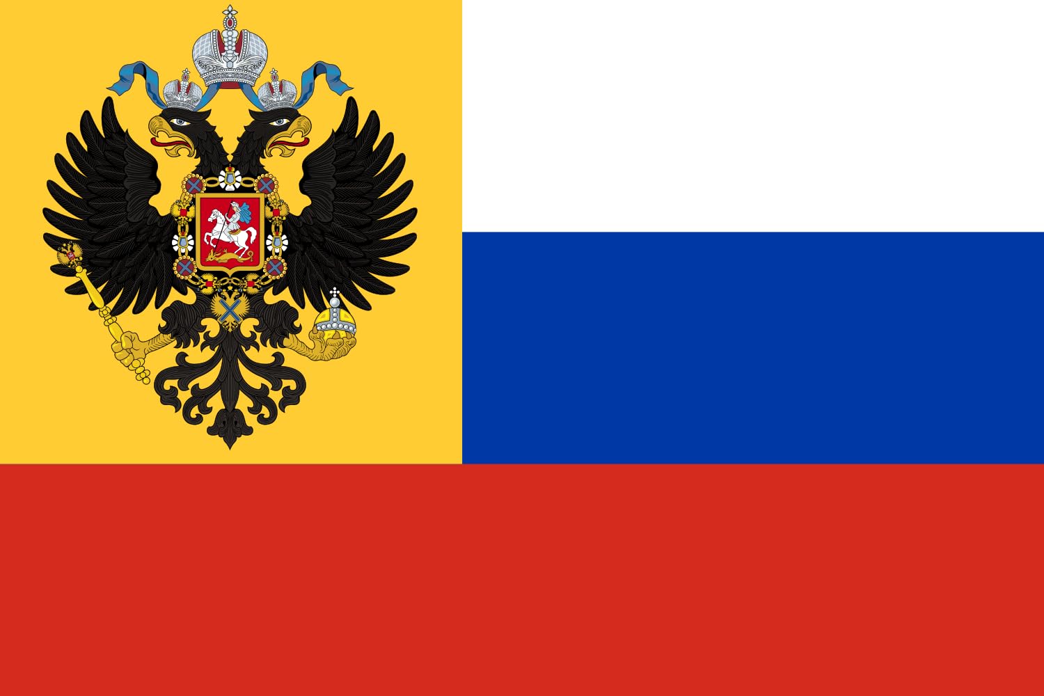 Drapeau Empire Russe 1914-1917 grand pavillon historique privé ornement et reconstitution