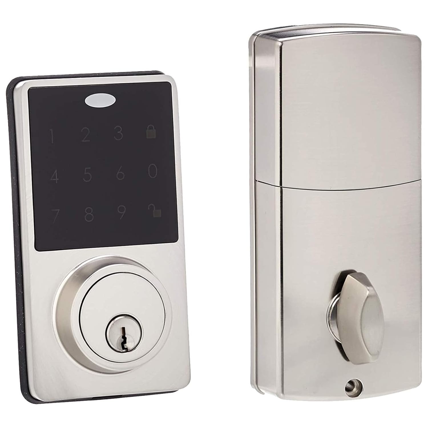 South Main Hardware Electronic Deadbolt Door Lock, Modern, Satin Nickel