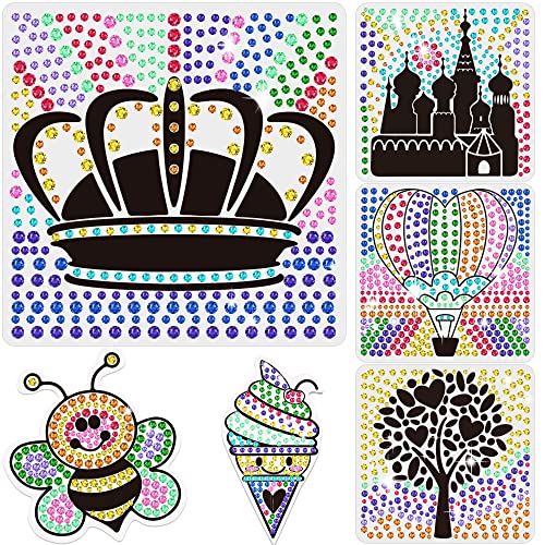 6 Sheets Suncatcher Kits for Kids Ages 6 7 8 9 10, DIY Diamond Painting Kit Ice Cream Tree Bee Castle for Girls Ages 6+