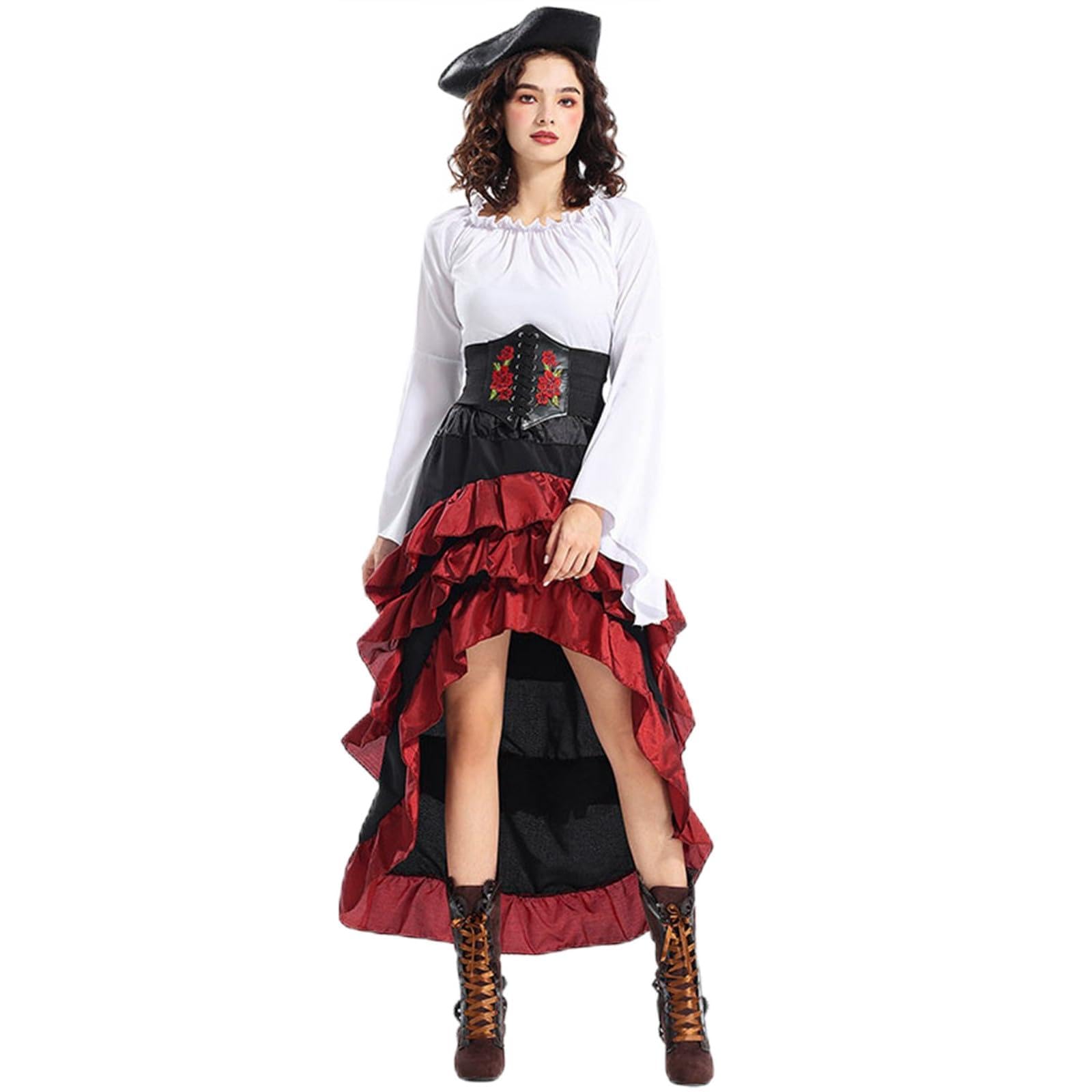 Disfraz de Halloween Océano Medieval Túnica Volantes Hoja Vestido Cos Disfraz
