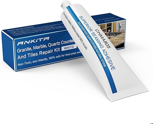 Kit de reparación de chips de cuarzo (blanco), kit de reparación de encimera de cuarzo de secado rápido para chips de borde, grietas, arañazos,