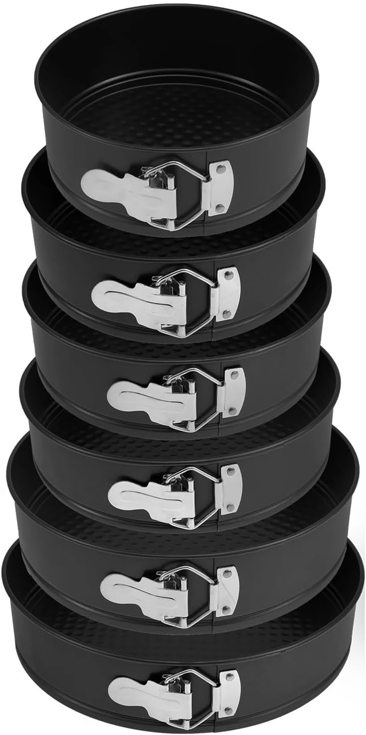 Cake Tin Set 6 PCS | Springform with Removable Bottoms Cake Pan Set Non-Stick Coating Loose Base Baking Pan Tray
