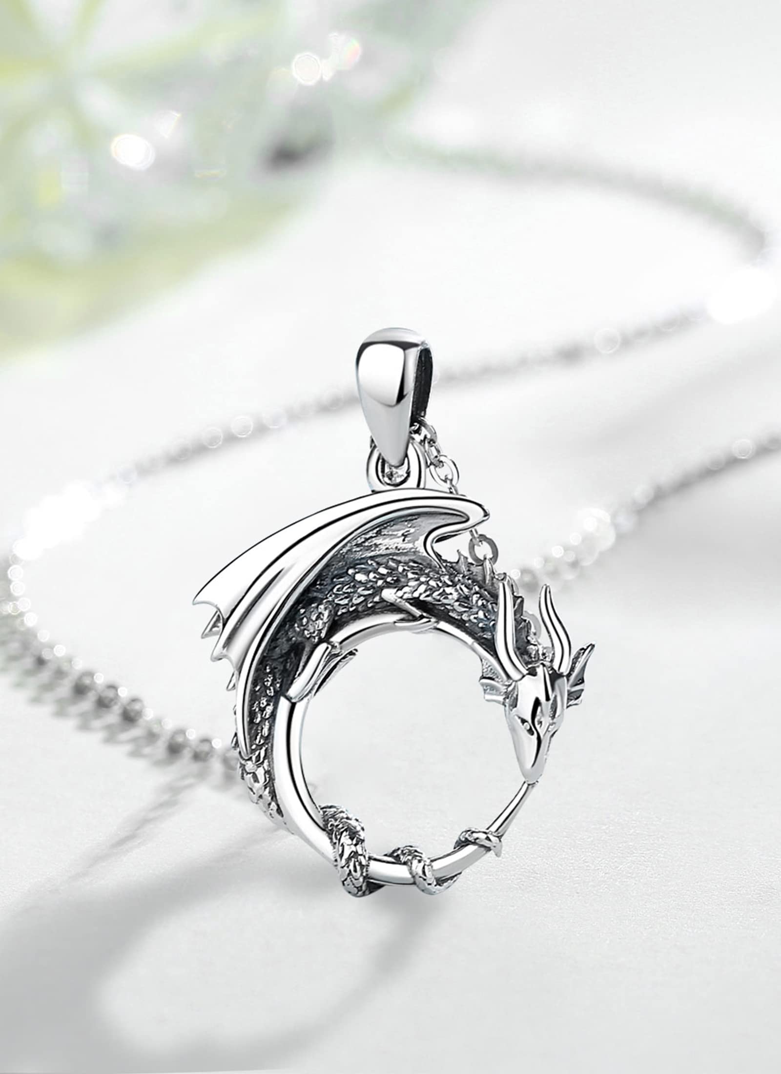 CELESTIA Donna Collana Argento 925 con Ciondolo Drago/Fenice, Fantasia Gioielleria, Idee Regalo Donna, Catena Acciaio Inossidabile