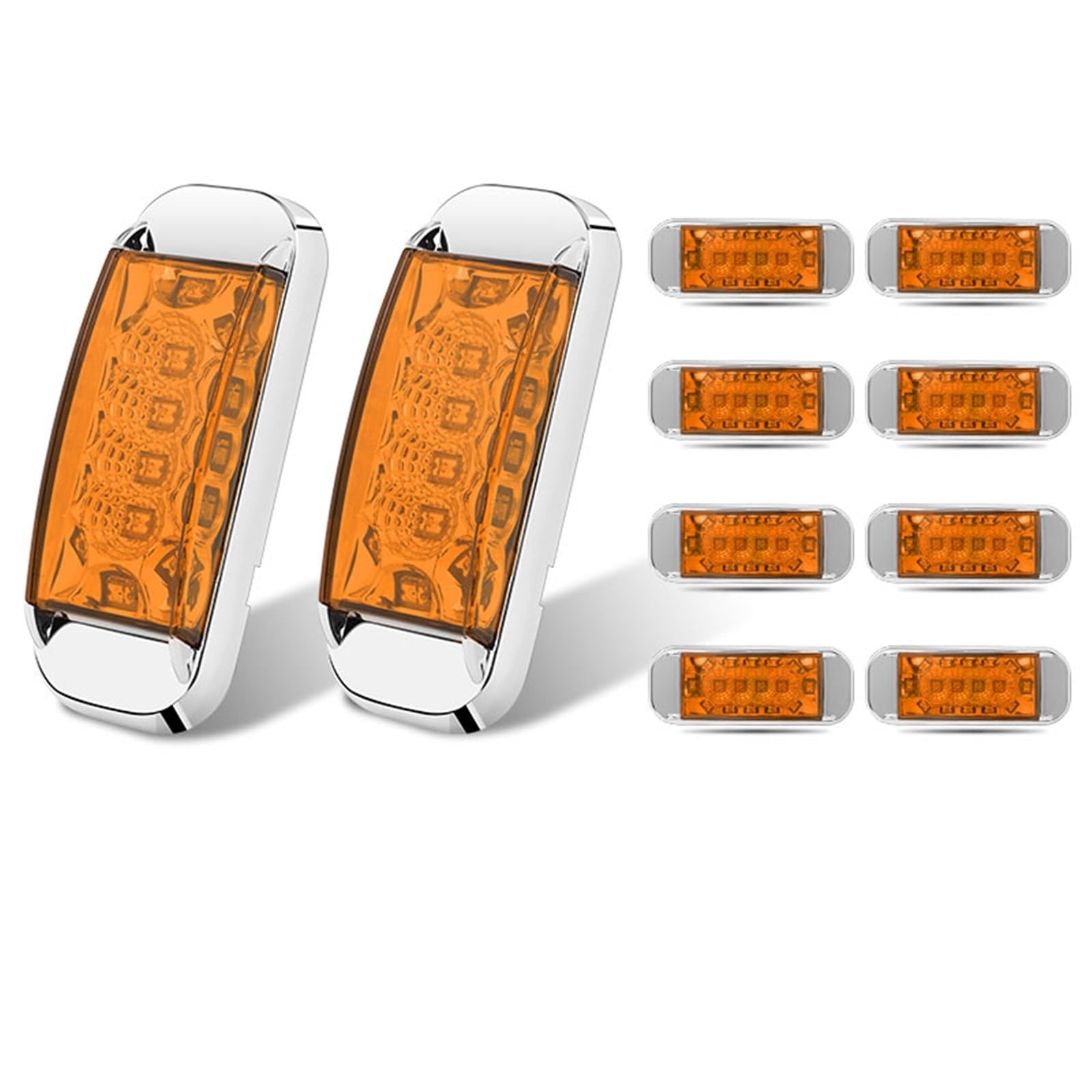 Genérico Intermitente coche Luz LED De Posición Lateral Camión Lámpara 12V Y 24V Indicador Freno Luces Señal Giro Impermeables Para Furgoneta Indicador de dirección(10pcs Yellow Light)