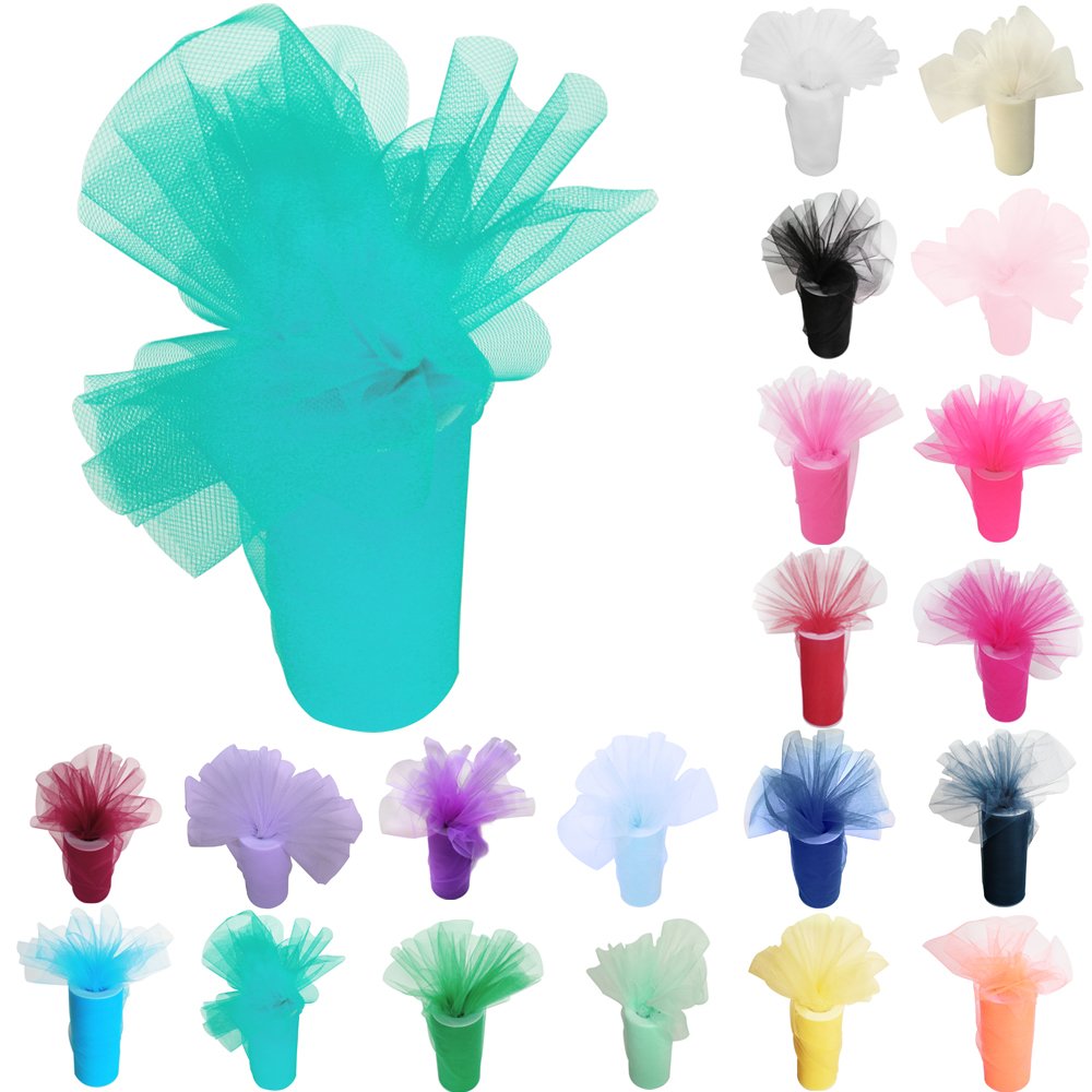 Time to Sparkle 6 Inchs x 25yards/75FT Tulle Roll Spool Tutu Party Birthday Wraping Crafts Bridal Bow Skirt Wedding Decor, Turquoise