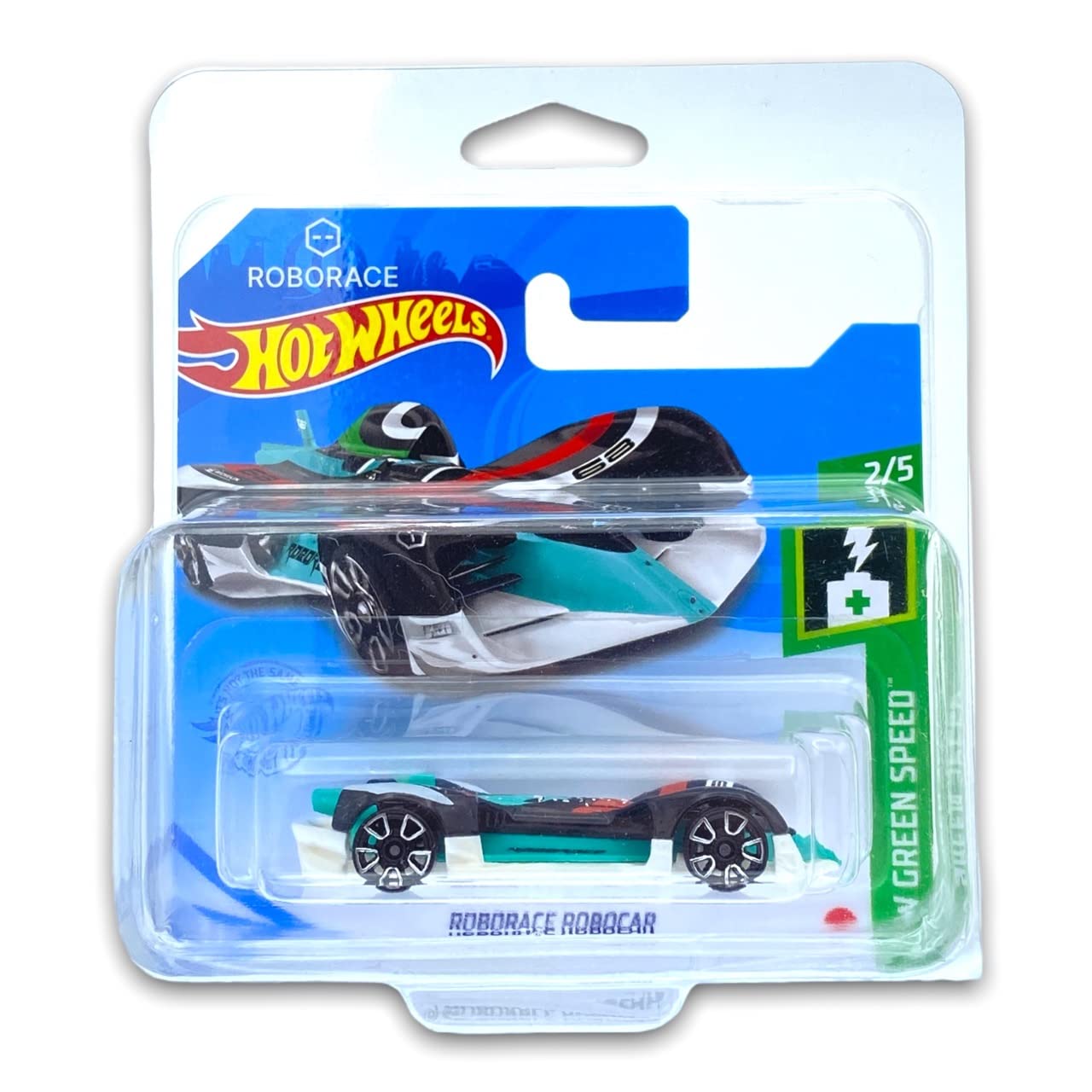 Hot Wheels Roborace Robocar (Black/White) 2/5 HW Green Speed 2021-152/250 (Short Card) *** COMES IN A KLAS CAR KEEPER PROTECTIVE COLLECTORS CASE *** GTC75