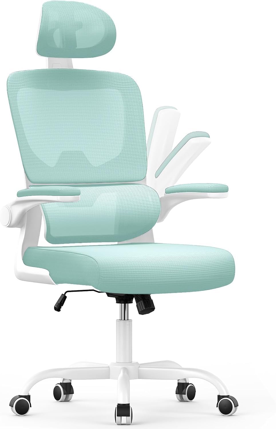 naspaluro Bürostuhl Ergonomischer, Schreibtischstuhl mit Hochklappbaren Armlehnen, Dynamischer Lordosenstütze, Höhenverstellbarer Bürostuhl mit 120° Wippfunktion, Upgrade Grün