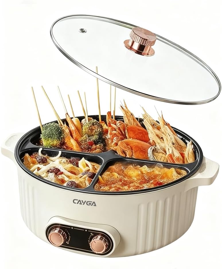 Olla Eléctrica Hot Pot con Divisor 4 Compartimentos 5 Qt 2000W