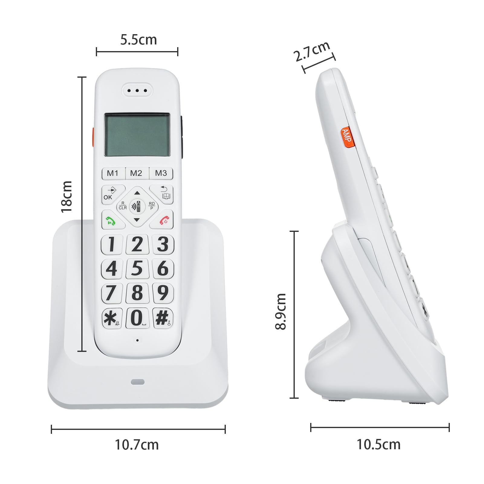 Expandable Cordless Phone with 1.8inch LCD 3 Lines Display Support 5 Handsets Connection 13 Shortcut Keys Call Block Hands-free Calls Conference Call Mute Function 16 Languages with Maiju