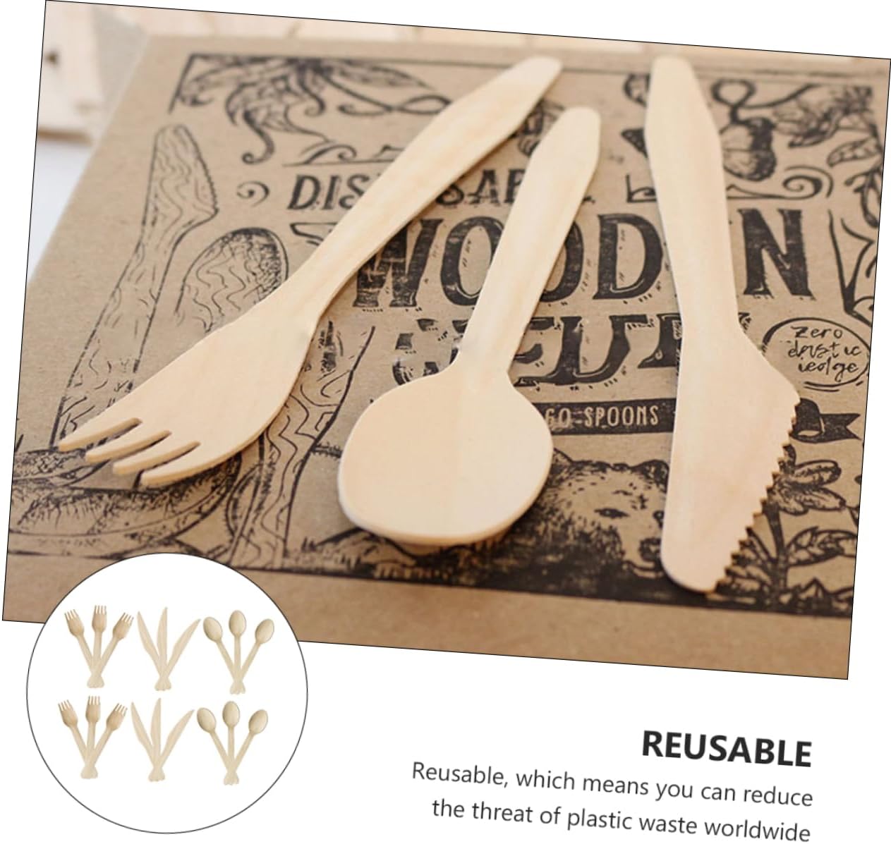 18pcs Wooden Cutlery Set Disposable Forks Spoons Knives for Parties Picnics and Events Utensils for Easy Cleanup for Celebrations and Gatherings