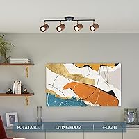 Vista 2 de Moderno kit de iluminación de riel de 4 luces, acabado negro mate ajustable y pantalla de madera oscura real, kit de artículos giratorios de latón