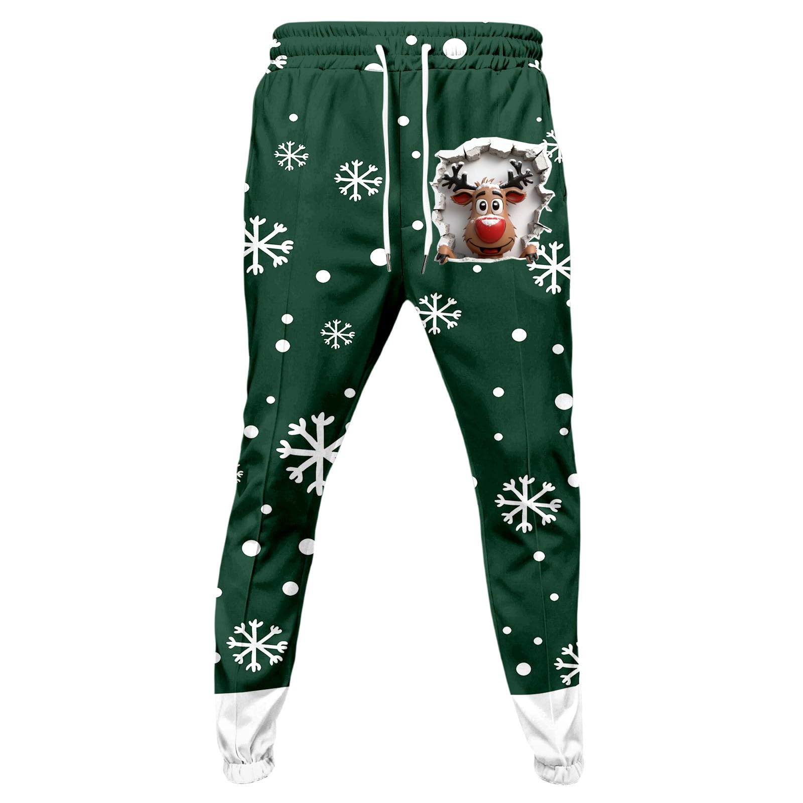 Generisch Tuta natalizia da uomo, da jogging, set di tute natalizie, 2 pezzi, Funky Reindeer, stampa 3D, abbigliamento natalizio con cappuccio e pantaloni da jogging