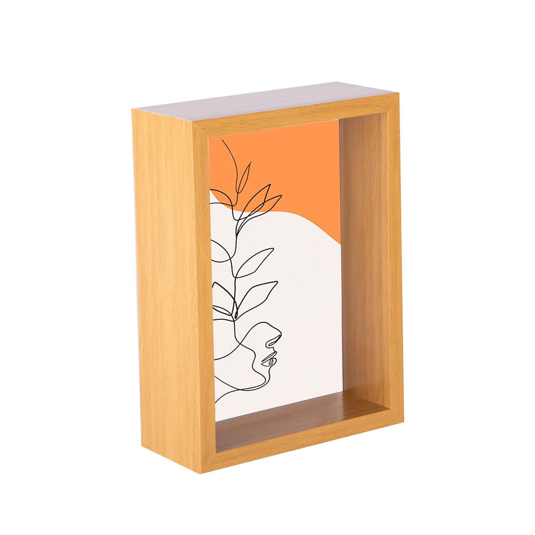 Nicola Spring Light Wood 3D Shadow Box - 5 X 7 (12 X 17Cm) - Pack Of 1 - 3D Photo Frame Picture Frame Deep Box Portrait Display Case For Crafts, Keepsakes, Wedding, Graduation