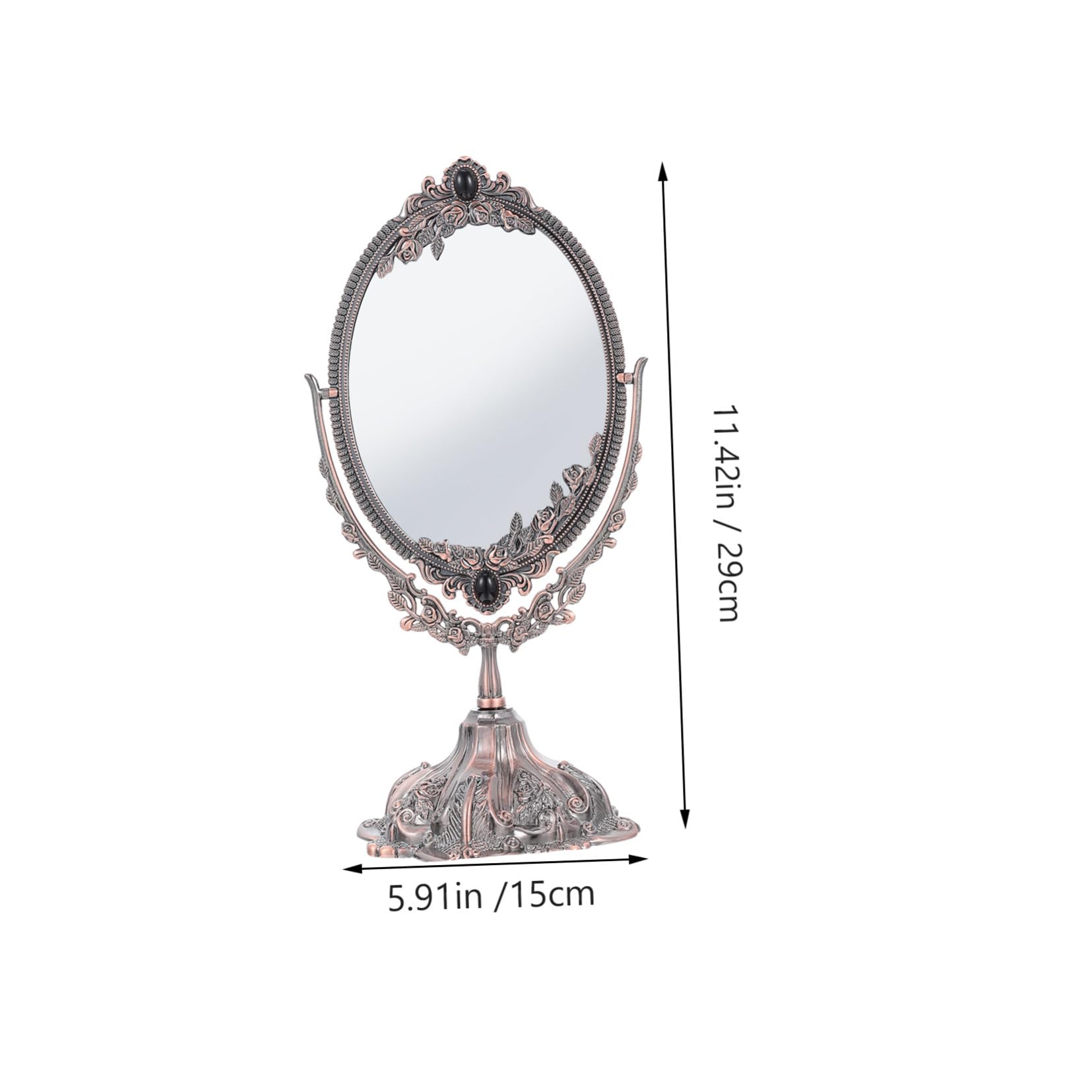 Didiseaon Specchiera Trucco Vintage Bifacciale in Lega di Zinco, Girevole, Base Piatta, Stile Europeo per Trucco e Matrimonio