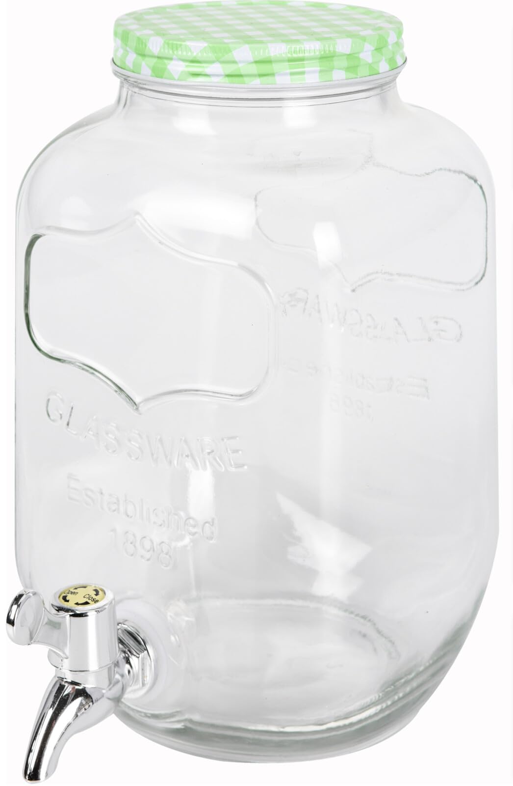 4 Litre Glass Drinks Dispenser with Tap & Lid โ Beverage Server for Water, Juice, Cocktails & Punch (Green)