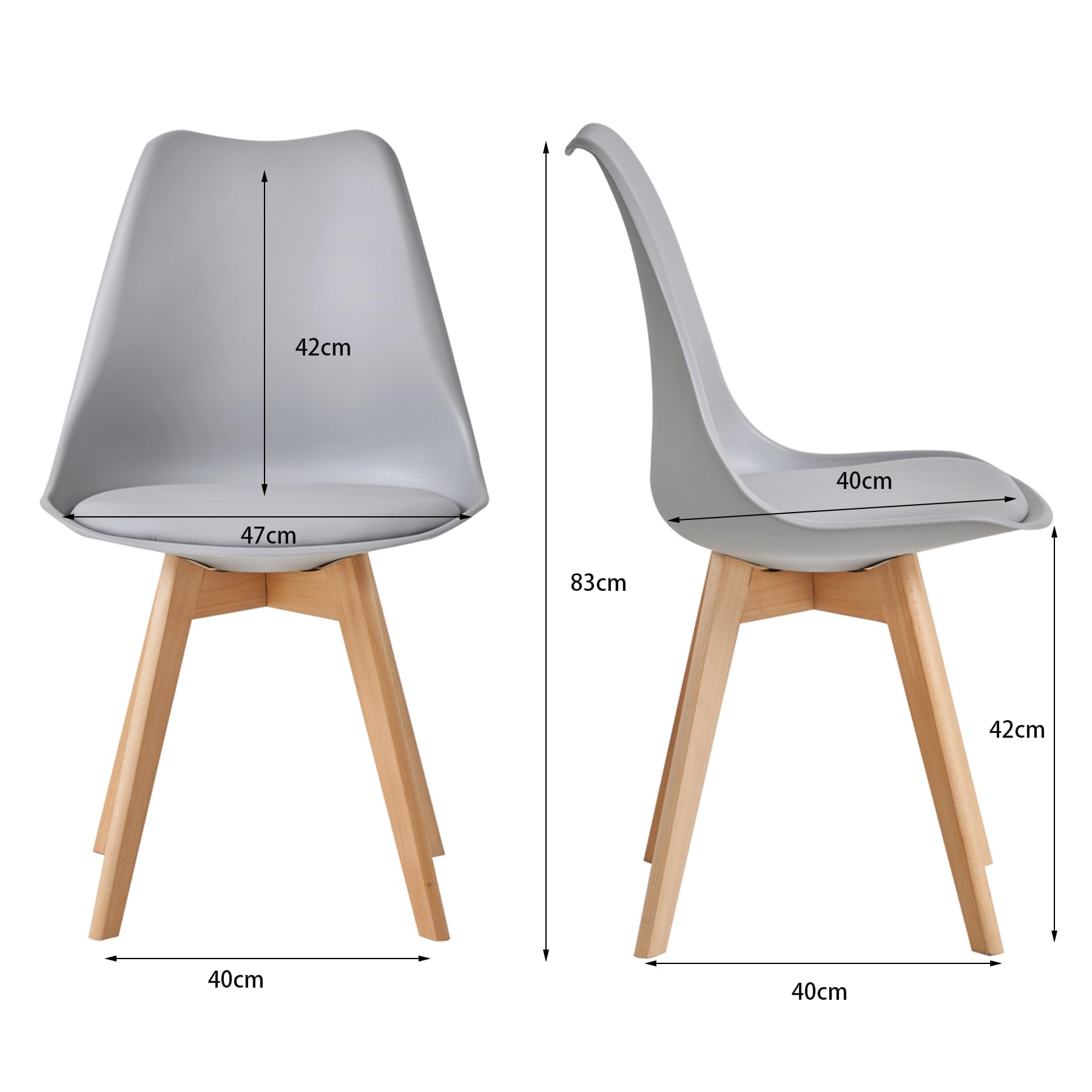Juego de 6 Sillas de Comedor, Patas de Madera Maciza, Cojín de Silla Extraíble, Silla de Cocina, Silla Moderna (Gris-6)