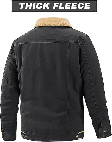 Miniatura 2 de EKLENTSON Chaqueta de invierno para hombre, gruesa y térmica, de algodón, con forro polar, abrigo de camionero con solapa, para trabajo, para hombre