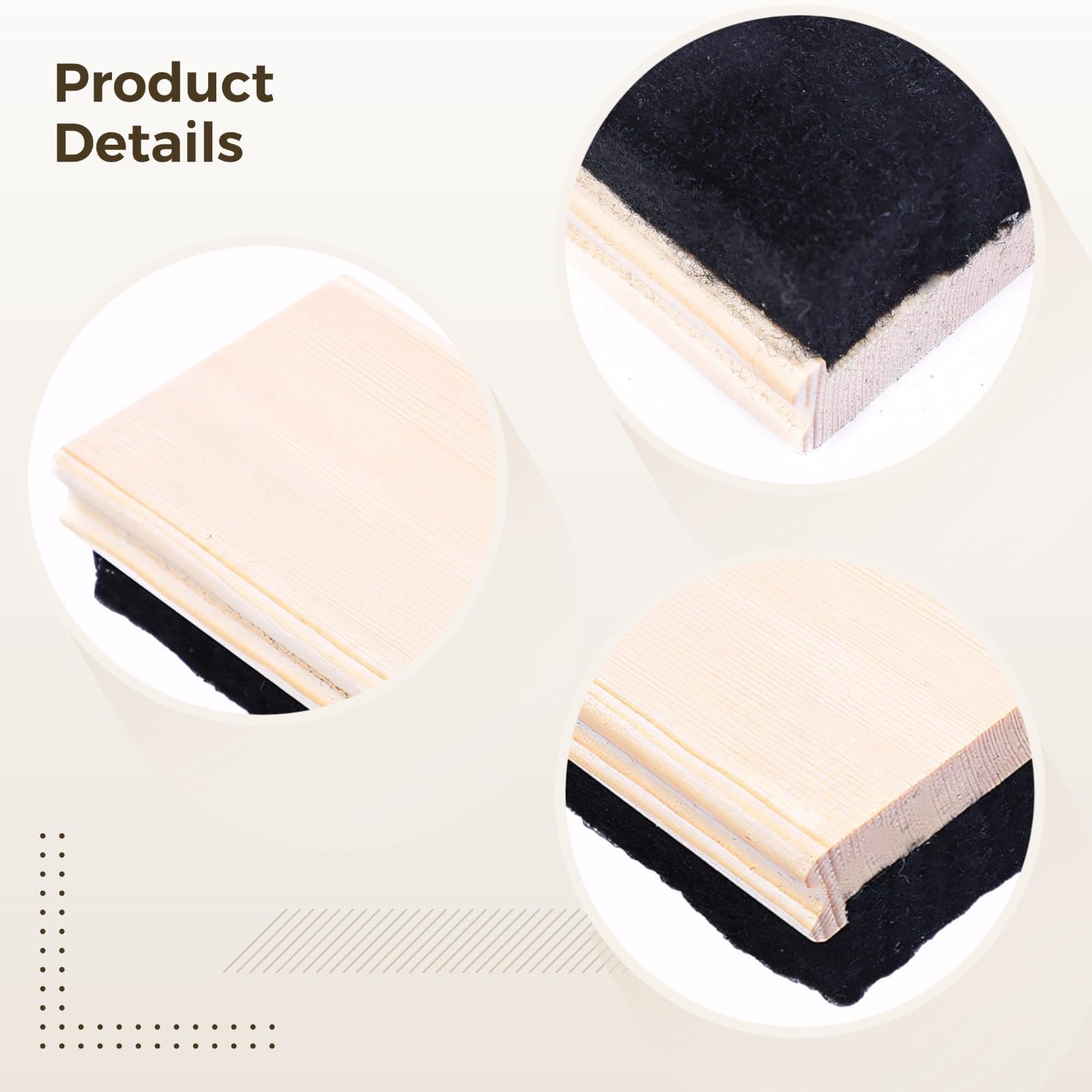 Tafelradierer für Kreidetafeln und Whiteboards, aus Holz gefertigt, rechteckige Form, 12er-Pack, schwarzer Filzboden, zur gründlichen Reinigung, passend für Klassenzimmer, Büros und den täglichen