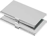 Vista 1 de PATIKIL Titular de la tarjeta de visita, reflectante de acero inoxidable Flip Slim tarjetas de identificación caso, plateado