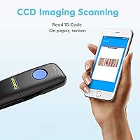 Vista 5 de NADAMOO Escáner de código de barras inalámbrico 1D compatible con Bluetooth, con base de carga, escáner de código de barras USB portátil