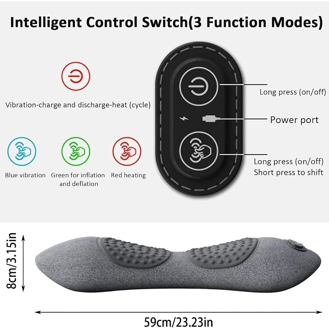 Terapia de espalda 3 en 1, masajeador de espalda 3 en 1, masajeador de espalda triple fusión, masajeador eléctrico de ciática con masaje de vibración y compresa de calor para cuello, hombros, espalda