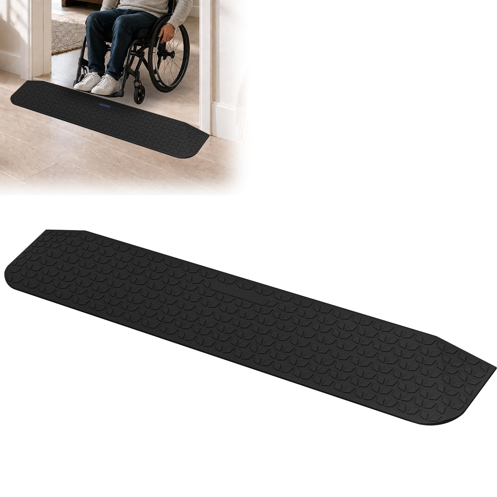 LIEKUMM Gumowa rampa progowa o wysokości 3,8 cm, szer. 109 cm, nośność 1000 kg, rampa progowa, dla wózków inwalidzkich, do wózków inwalidzkich, do wózków inwalidzkich, skuterów, elektrycznych wózków